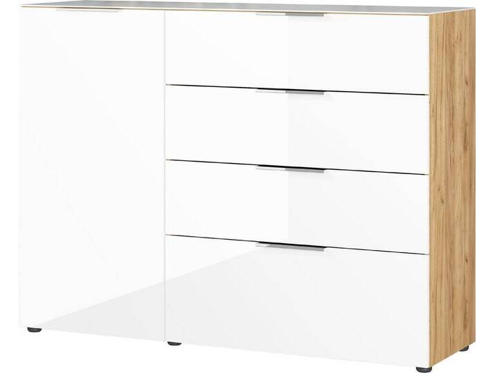 GERMANIA Sideboard in braun, weiss mit 4 Schubladen und einer Tür (BxHxT: 134x102x42 cm), braun von Germania