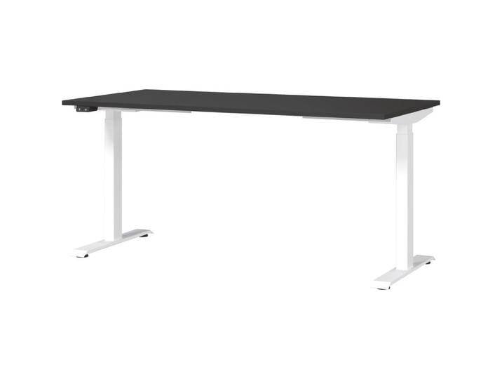 Germania, Schreibtisch, JET höhenverstellbarer Schreibtisch grafit rechteckig, T-Fuss-Gestell weiss 160,0 x 80,0 cm (160 x 72 cm) von Germania