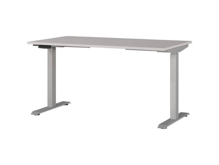 Germania, Schreibtisch, JET höhenverstellbarer Schreibtisch kaschmir rechteckig, T-Fuss-Gestell silber 140,0 x 80,0 (140 x 72 cm) von Germania