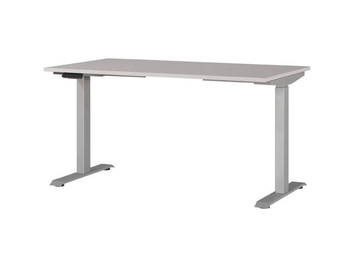 Germania, Schreibtisch, JET höhenverstellbarer Schreibtisch kaschmir rechteckig, T-Fuss-Gestell silber 140,0 x 80,0 (140 x 72 cm) von Germania