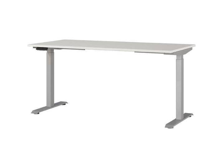 Germania, Schreibtisch, JET höhenverstellbarer Schreibtisch lichtgrau rechteckig, T-Fuss-Gestell silber 160,0 x 80,0 (160 x 72 cm) von Germania