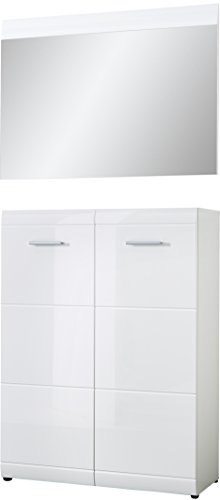 Germania 2-TLG. Garderoben-Set 8542-84 GW-Adana in Weiß, mit Hochglanz Fronten, 90 x 200 x 36 cm (BxHxT) von Germania