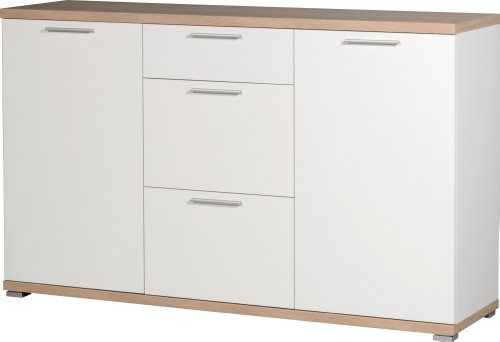 Germania 3201-178 Sideboard GW-Top in Weiß/Absetzung Sonoma-Eiche-Nachbildung, 144 x 88 x 40 cm (BxHxT) von GERMANIA DIE MÖBELMACHER