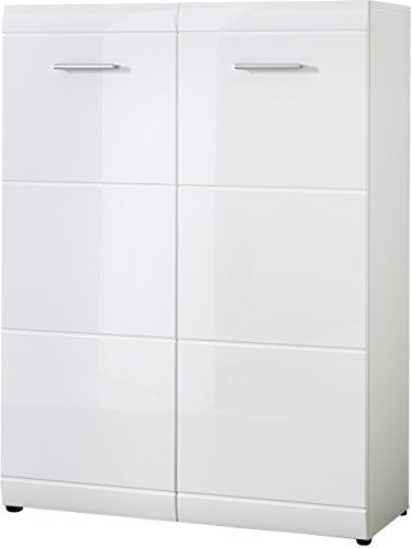Germania 3524-84 Schuhschrank mit Hochglanz-Fronten GW-Adana in Weiß, 90 x 120 x 36 cm (BxHxT) von GERMANIA DIE MÖBELMACHER