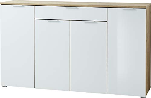Germania Sideboard 3983-242 GW-TELDE, in Navarra-Eiche-Nb./Weiß, Fronten aus Glas, 179 x 105 x 40 cm (BxHxT) von GERMANIA DIE MÖBELMACHER