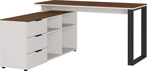 Germania Winkelschreibtisch 4223-573 GW-Ancona, mit integriertem Sideboard, in Kaschmir/Nussbaum, 145 x 74 x 146 cm (BxHxT) von GERMANIA DIE MÖBELMACHER