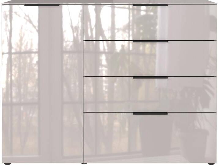 Sideboard GERMANIA Oakland , braun (kaschmir), B:134cm H:102cm T:42cm, Glas, Sicherheitsglas ESG, Spanplatte, Sideboards, in 2 Breiten, Fronten und Oberboden mit Glasauflage von Germania