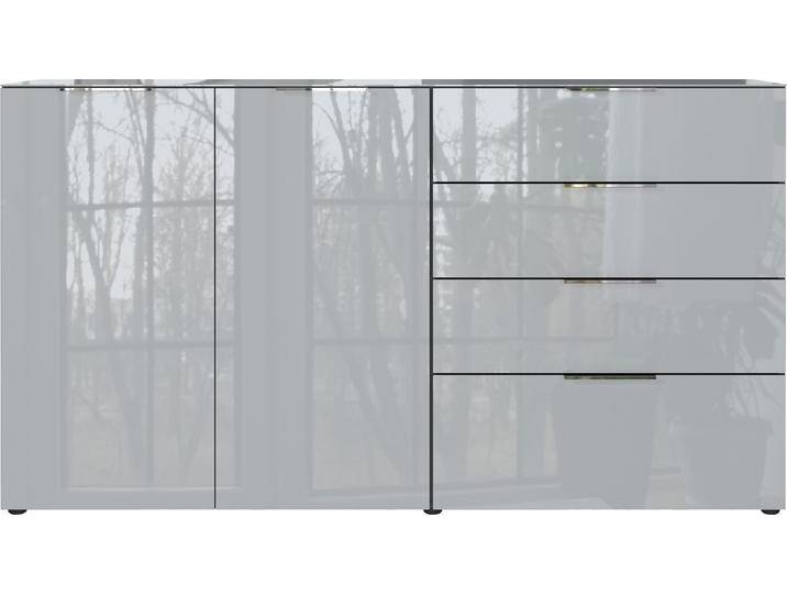 Sideboard GERMANIA Oakland , grau (graphit, silbergrau), B:184cm H:102cm T:42cm, Glas, Sicherheitsglas ESG, Spanplatte, Sideboards, in 2 Breiten, Fronten und Oberboden mit Glasauflage von Germania