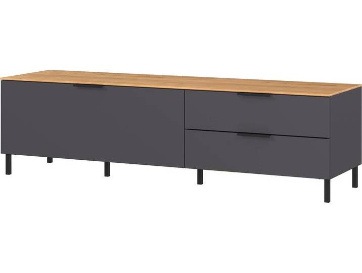 TV-Schrank GERMANIA California , braun (graphit, navarra, eiche, nachbildung), B:164cm H:47cm T:47cm, Spanplatte, Schränke, TV-Sideboard von Germania