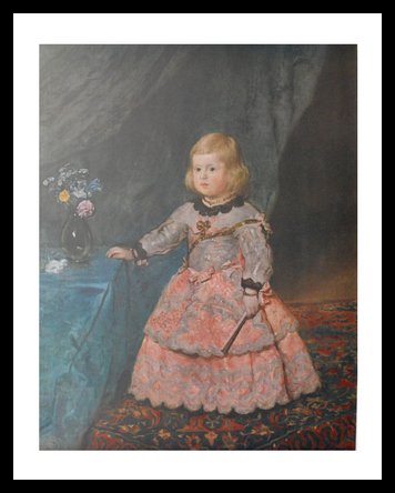 Diego Velazquez Infanta Margareta Theresia Poster Bild Kunstdruck Lichtdruck im Alu Rahmen in schwarz 90x70cm von Germanposters