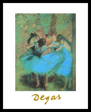 Edgar Degas Blaue Ballerinas Poster Bild Kunstdruck im Alurahmen schwarz 30x24cm von Germanposters