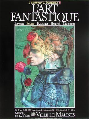 Ernst Fuchs Geharnischter mit Blumen Poster Bild Kunstdruck 80x60cm von Germanposters