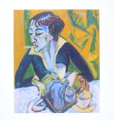 Ernst Ludwig Kirchner Poster Kunstdruck Erna mit Zigarette von Germanposters