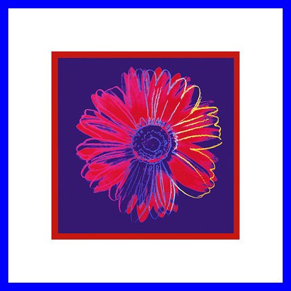 Germanposters Andy Warhol Poster Kunstdruck Bild Daisy, 1982 (Blue/Red) 50x50cm im Alu Rahmen in blau (breit) von Germanposters