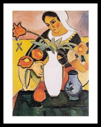 Germanposters August Macke Die Lautenspielerin Poster Kunstdruck mit Alu Rahmen in schwarz von Germanposters