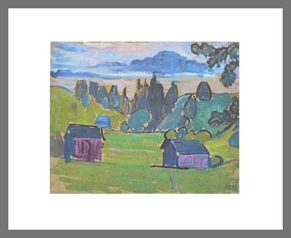 Germanposters Gabriele Münter Blick aufs Murnauer Moos 1908 Poster Kunstdruck Bild im Alu Rahmen in Champagne 54x66cm von Germanposters