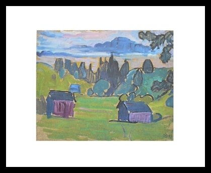 Germanposters Gabriele Münter Blick aufs Murnauer Moos 1908 Poster Kunstdruck Bild im Alu Rahmen in schwarz 54x66cm von Germanposters