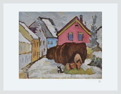 Germanposters Gabriele Münter Poster Kunstdruck Bild Spreufuhren, 1911 50x60cm im Alu Rahmen in Silber matt (breit) von Germanposters