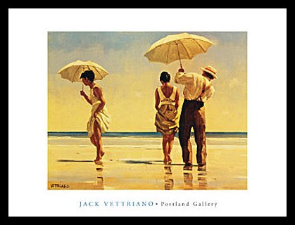 Germanposters Jack Vettriano Mad Dogs Poster Kunstdruck Bild im Alu Rahmen in schwarz 60x80cm von Germanposters