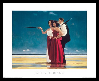Germanposters Jack Vettriano The Missing Man I Poster Kunstdruck Bild mit Alu Rahmen in schwarz 56x46cm von Germanposters