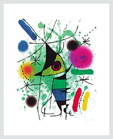 Germanposters Joan Miro The Singing Fish Poster Kunstdruck Bild mit Alu Rahmen in Silber matt 56x46cm von Germanposters