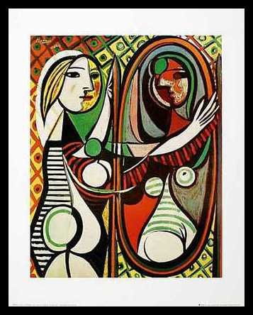 Germanposters Pablo Picasso Poster Kunstdruck Jeune fille Devant un miroir 1932 mit Alu Rahmen in schwarz von Germanposters