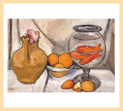 Germanposters Paula Modersohn-Becker Stillleben mit Goldfischglas Poster Kunstdruck Bild im Holz Rahmen in Natur 60x80cm von Germanposters