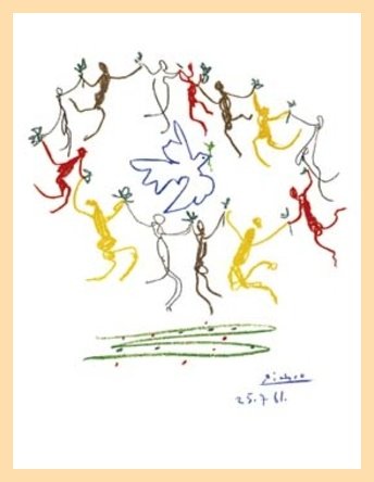Germanposters Picasso Poster Kunstdruck La Ronde de la Jeunesse Bild mit Holz Rahmen in Natur von Germanposters