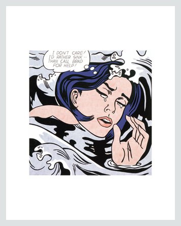 Germanposters Roy Lichtenstein Drowning Girl Poster Kunstdruck Bild im Alu Rahmen in Silber matt 42x34cm von Germanposters