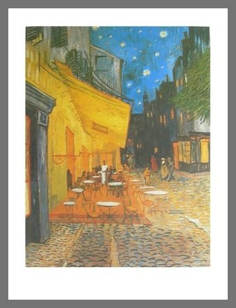 Germanposters Van Gogh Nachtcafe Poster Kunstdruck Bild mit Alu Rahmen in Champagne 66.0x86.0cm von Germanposters