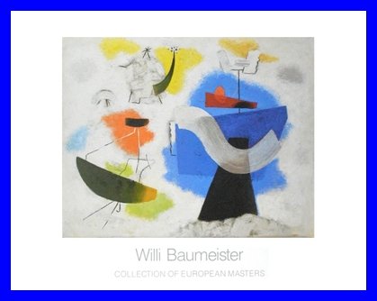 Germanposters Willi Baumeister In farbigen Wolken Poster Kunstdruck Bild im Alu Rahmen in blau 70x90cm von Germanposters