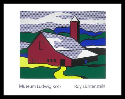 Roy Lichtenstein Red Barn II Poster Kunstdruck Bild im Alu Rahmen in schwarz 70x90cm von Germanposters