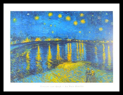 Van Gogh Sternennacht ueber der Rhone Poster Kunstdruck Bild mit Alu Rahmen in schwarz 86.0x66.0cm von Germanposters