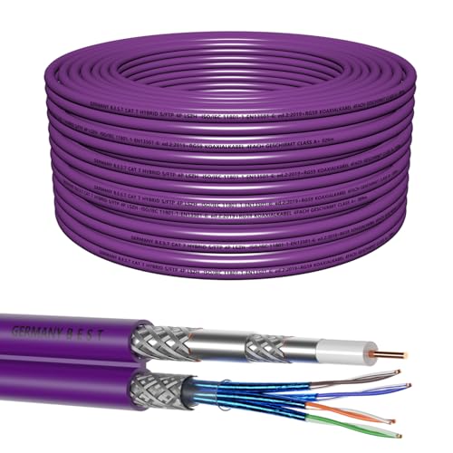 Germany B.e.s.t Cat7 LAN Netzwerkkabel + Sat Kabel Hybridkabel 50M 10 Gbit/s –& Koaxialkabel 4-fach Abschirmung – für Streaming, Online-Gaming, Kamerasysteme, Satellitenempfang – Flexibel, Robust Germany B.e.s.t Cat7 LAN Netzwerkkabel + Sat Kabel Hybridkabel 50M 10 Gbit/s –& Koaxialkabel 4-fach Abschirmung – für Streaming, Online-Gaming, Kamerasysteme, Satellitenempfang – Flexibel, Robust von Germany B.e.s.t