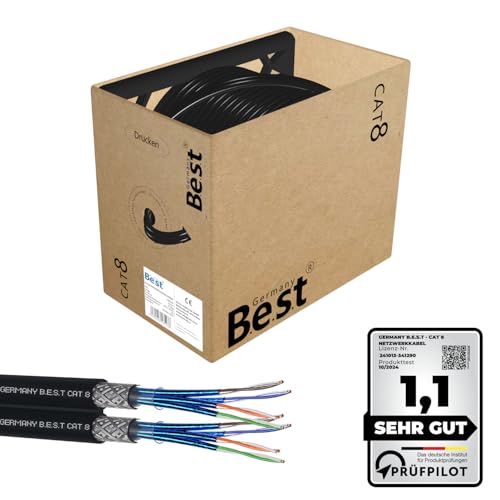 Germany B.e.s.t 100M CAT 8 Duplex Erdkabel Netzwerkkabel Outdoorkabel Kupfer LAN Kabel Ethernetkabel S/FTP 40 Gbit/s Kat 8 reines Kupfer Datenkabel PoE++ LSZH Datenkabel von Germany B.e.s.t