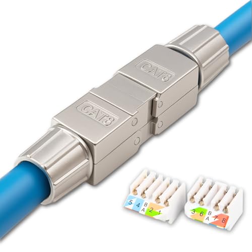Germany B.e.s.t 1x CAT.8 Netzwerkverbinder werkzeuglos STP Kupplung feldkonfektionierbar kompatibel mit CAT7,CAT6 von Germany B.e.s.t