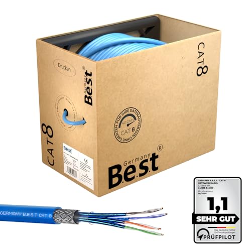 Germany B.e.s.t 200M CAT 8 Netzwerkkabel Verlegekabel Kupfer LAN Kabel Ethernetkabel S/FTP 40 Gbit/s Kat 8 reines Kupfer Datenkabel PoE++ LSZH Datenkabel Simplex von Germany B.e.s.t