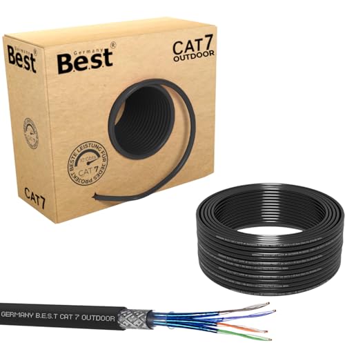 Germany B.e.s.t CAT 7 50M Simplex Erdkabel Netzwerkkabel Outdoorkabel LAN Kabel Ethernetkabel S/FTP 10 Gbit/s Kat 7 reines Kupfer PoE+ LSZH Datenkabel von Germany B.e.s.t