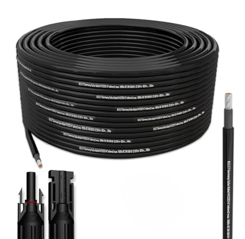 Solarkabel Solarleitung 25m 4mm² Photovoltaik PV Kabel + 10 Stecker Schwarz von Germany B.e.s.t