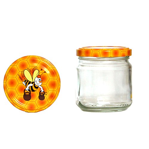 Germerott Bienentechnik 60 x Rundglas 212ml 250g mit 66er Twist-Off Deckel Comic Biene von Germerott Bienentechnik