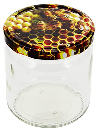 Germerott Bienentechnik Rundglas 400 ml mit 82er Twist Off Deckel Brutwabe im praktischen 60er Pack von Germerott Bienentechnik