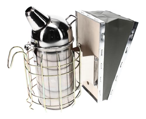 Smoker Classic klein Rauchbläser aus Edelstahl mit echtem Lederblasebalg, Rauch Innendose und Hitze-Schutzschild … von Germerott Bienentechnik