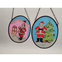 2 Fensterbilder "Weihnachtsmann" Fensterschmuck Zur Adventzeit/Glaskunst - Sun Catcher, Lichtfänger, Bleiglas Handarbeit 2 Fensterbilder "Weihnachtsmann" Fensterschmuck Zur Adventzeit/Glaskunst - Sun Catcher, Lichtfänger, Bleiglas Handarbeit von Gernewieder