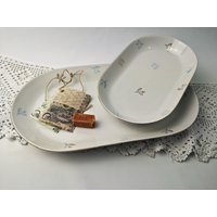 2 Vintage Teller, Kuchenplatte, Fleischplatten, Stollenplatte - Ovale Platten Servierplatten von Gernewieder