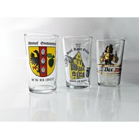 5 Kleine Souvenir-Gläser Aus Deutschen Weinregionen/Trinkgläser Probiergläser - Stamperl Weingläser Den 1970Er Jahren 0, 1 L von Gernewieder