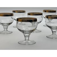 6 Goldrandgläser/Likörgläser Mit Goldrand Kleine Likörschalen Vintage Shotgläser Die Guten Gläser, Feines Glas 1960Er von Gernewieder