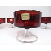 6 Luminarc Cocktail Schalen/Rote Cocktailschälchen/ Sektschalen Rubinrote Gläser Dessertschälchen France von Gernewieder