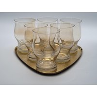 6 Vintage Gläser + Tablett Aus Den 80Er Jahren/Getönte Limonadengläser Wassergläser Saftgläser von Gernewieder