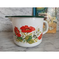 Emaille Henkeltopf/Vintage Schöpftopf Mit Vielen Gebrauchsspuren Shabby Brocante von Gernewieder