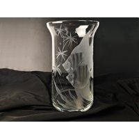 Große Vase Aus Glas Mit Engelsfisch Und Meergras/Geätztem Fischmotiv Schliff Mid Century Ca. 23 cm 9" von Gernewieder